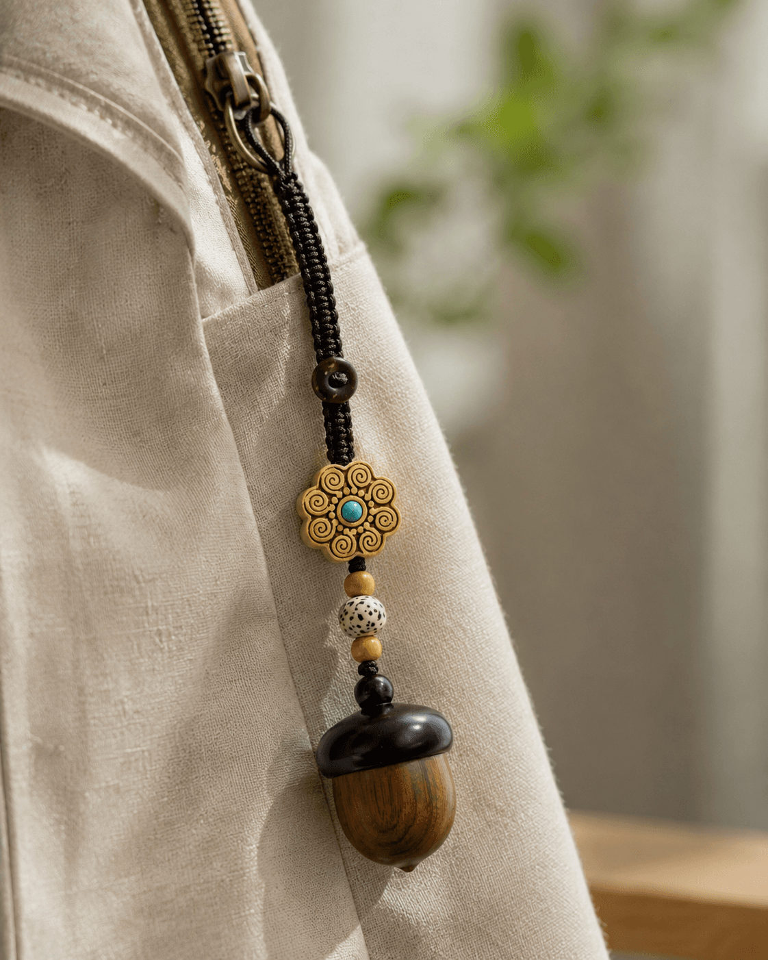 Wooden Acorn NFC Charm